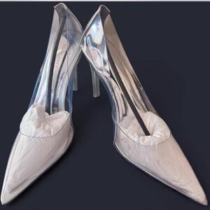 Good American Silver Transparent Heels